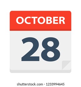 October 28 - Calendar Icon - Vector Illustration