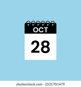 Recordatorio del calendario del 28 de octubre. 28 de octubre Fecha Mes Calendario icono de diseño Plantilla.