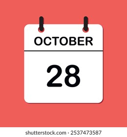 28 de octubre. Icono de Calendario diario para el diseño. Diseño simple para folleto de negocios, folleto, medios impresos, publicidad. Fácil de editar.