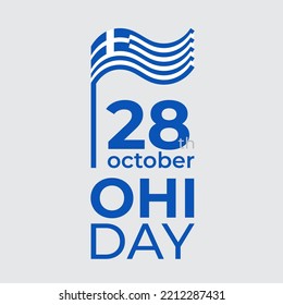 28 de octubre, día de saludos de grecia. Plantilla vectorial con bandera griega ondulada en un sencillo estilo conciso, icono. Fiesta nacional de oxi en Grecia el 28 de octubre. Feliz día de saludos de ohi