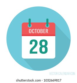 October 28 icon calendar flat. International Animation Day