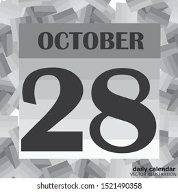 October 28 icon. For planning important day. Banner for holidays and special days. Vector illustration in black and white colors.