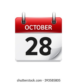 October  28. Vector flat daily calendar icon. Date and time, day, month. Holiday.