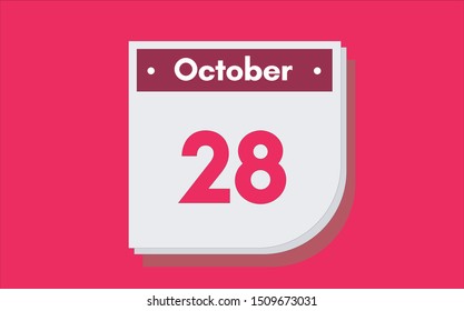 October 28th calendar icon. Day 28 of month. Vector illustration.
