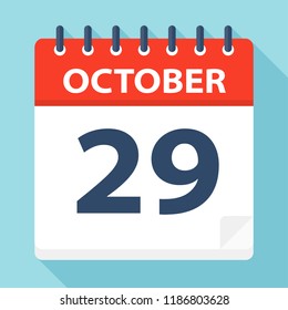 October 29 - Calendar Icon - Vector Illustration