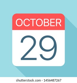 October 29 - Calendar Icon - Vector Illustration