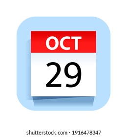 October 29. Calendar Icon. Vector Illustration.
