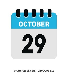 october 29 calendar icon Vector page month design