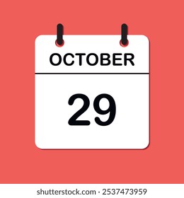 October 29. Daily Calendar icon for design. Simple design for business brochure, flyer, print media, advertisement. Easily editable.