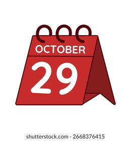 october 29 desk calendar vector on white background
Vector red calendar flat icon