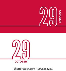 29. Oktober. Set von Vektorvorlagenbannern für Kalender, Ereignisdatum.