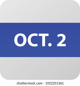 October 2nd date icon, single day vector illustration modern flat style. Calendar element for web design, schedule, planner, organizer. 
