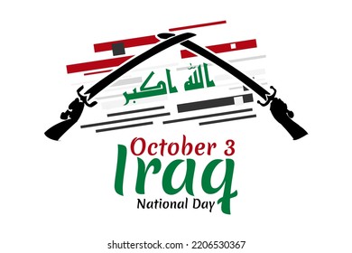 October 3, Happy Iraq National Day Vector illustration. Suitable for greeting card, poster and banner.