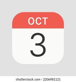 October 3 icon isolated on background. Calendar symbol modern, simple, vector, icon for website design, mobile app, ui. Vector Illustration