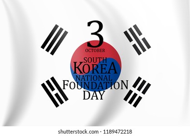 October 3 Republic of South Korea Foundation Day 2018. Vector Illustration EPS10