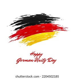 October 3, unity day germany, vector template, greeting card. German flag painted with brush strokes on light background. Germany national holiday of october 3rd. Happy German unity day