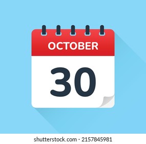 October 30 - Calendar icon vector illustration.