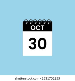 Recordatorio del calendario del 30 de octubre. 30 de octubre Fecha Mes calendario icono de diseño de Plantilla.