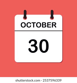 October 30. Daily Calendar icon for design. Simple design for business brochure, flyer, print media, advertisement. Easily editable.
