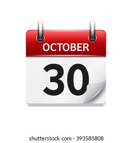 October  30. Vector flat daily calendar icon. Date and time, day, month. Holiday.