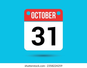 October 31 Calendar Date Flat Icon Day 31 Vector Illustration