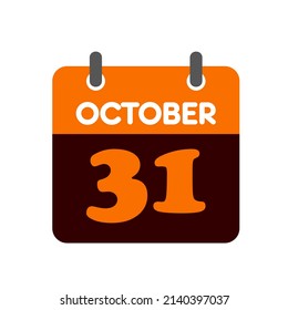 October 31 calendar halloween date Icon Flat Pictogram vector illustration