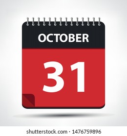 October 31 - Calendar Icon - Calendar design template - Business vector illustration.