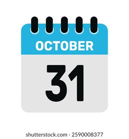 october 31 calendar icon Vector page month design