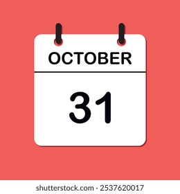 October 31. Daily Calendar icon for design. Simple design for business brochure, flyer, print media, advertisement. Easily editable.