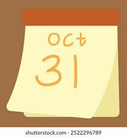 October 31 Halloween Themed Calendar Icon Illustration