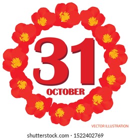 October 31 icon. For planning important day. Banner for holidays and special days. Vector Illustration.