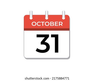 October, 31st calendar icon vector, concept of schedule and Halloween celebration
