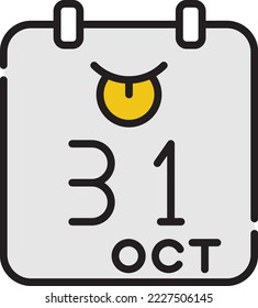 October 31st calendar picture ,Halloween celebration picture illustration, can be applied as emoji, icon, character and other digital needs.