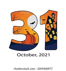 October 31st with illustration of Halloween design