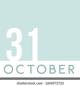 October 31st Minimal Calendar Neutral Color. Vector illustration