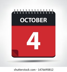 October 4 - Calendar Icon - Calendar design template - Business vector illustration.