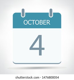 October 4 - Calendar Icon - Calendar flat design template - Business vector illustration.