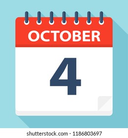 October 4 - Calendar Icon - Vector Illustration