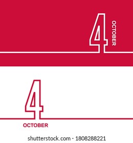 October 4. Set of vector template banners for calendar, event date.