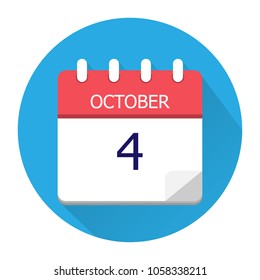 October 4. Vector flat daily calendar icon. Date and time, day, month. Holiday. Season.