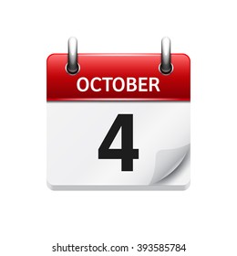 October  4. Vector flat daily calendar icon. Date and time, day, month. Holiday.