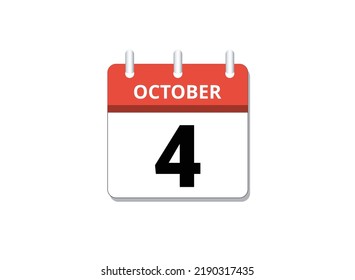 October, 4th calendar icon vector, concept of schedule, business and tasks
