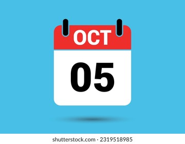 October 5 Calendar Date Flat Icon Day 5 Vector Illustration