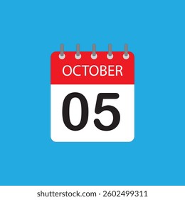 October 5 Calendar Icon – Flat Design Date Illustration