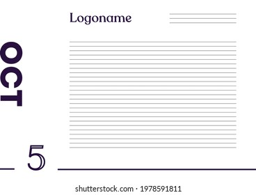 october 5 Calendar on notebook paper background with your logo