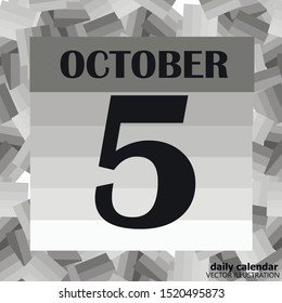 October 5 icon. For planning important day. Banner for holidays and special days. Vector illustration in black and white colors.