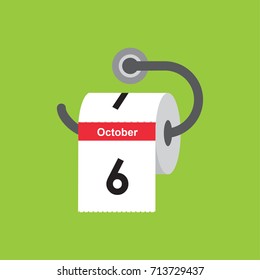 October 6. Calendar icon. Flat design. Vector illustration