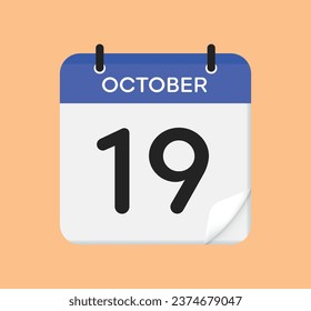 October 6. Calendar icon on yellow background. Flat style. Vector illustration.