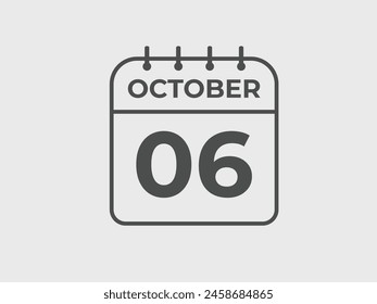 October  6 calendar reminder. 6 October  daily calendar icon template. Calendar 6 October  icon Design template. Vector illustration
