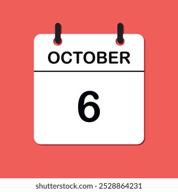 October 6. Daily Calendar icon for design. Simple design for business brochure, flyer, print media, advertisement. Easily editable.